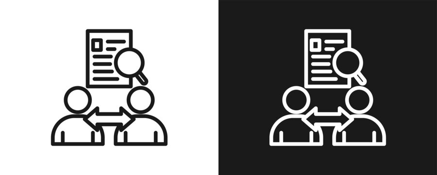 Peer Review Icon Set Outline In White And Black Background