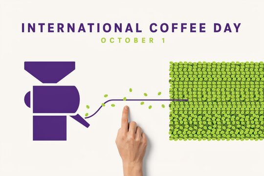 International Coffee Day Celebration Graphic Design with Coffee Beans
