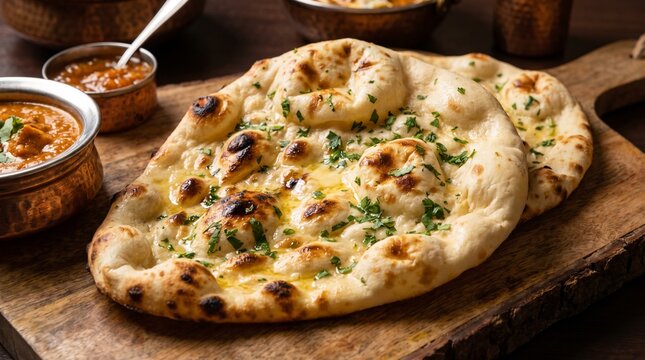 Traditional Indian Naan Bread Fresh from Tandoor Oven