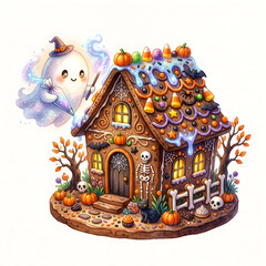 Obraz premium A whimsical haunted house built from colorful lego bricks