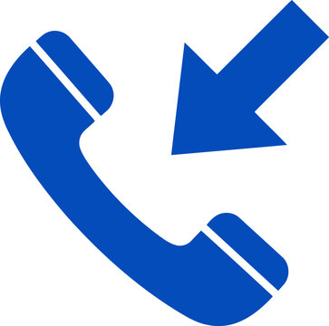 Blue incoming call icon isolated on white background