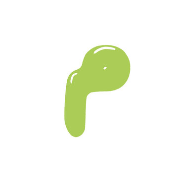 Cute green Arabic letter Mim vector illustration isolated on white background