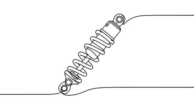 Motorcycle shock absorber illustration white background.
