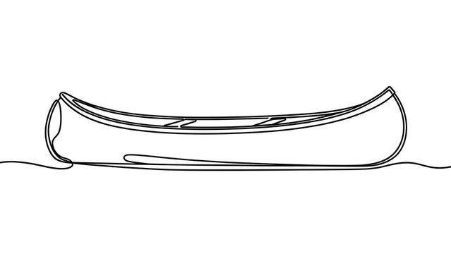 Simple canoe line drawing on white background.