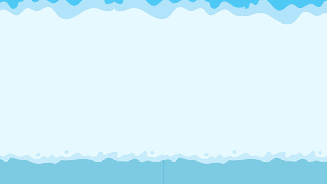 Blue ocean sea wave top and bottom border background presentation