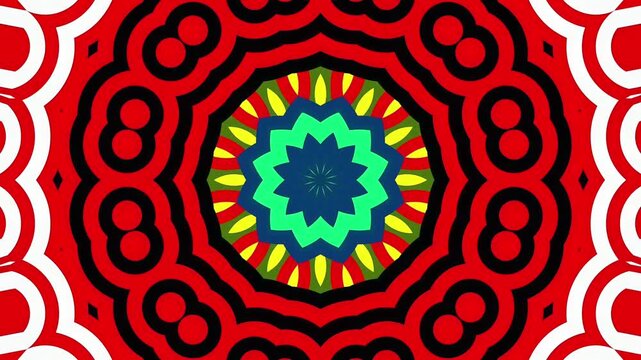Bold colorful tribal kaleidoscope background dynamic ornamental geometric flower pattern creative abstract motion graphic visual element for background video