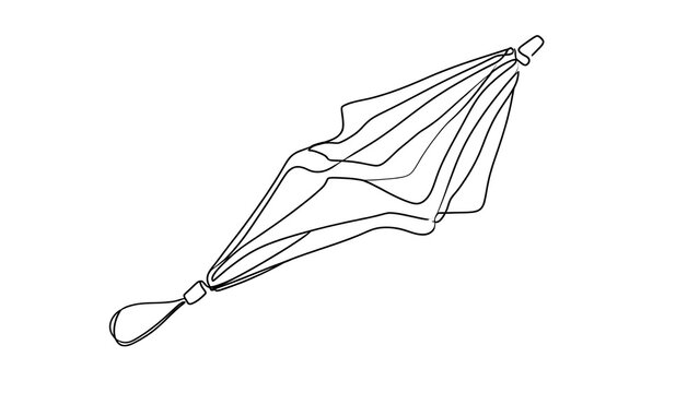 Minimalist umbrella line art white background.