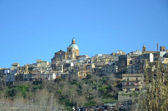 Panoramic view shows the splendid perched historic center of Piazza Armerina