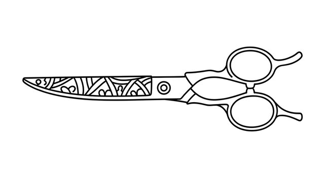 Decorative hair cutting scissors white background.