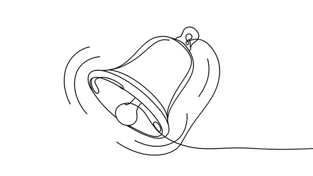 Hand drawn bell illustration on white background.