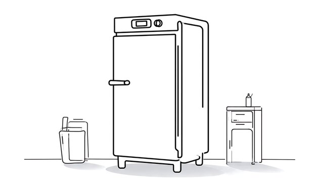 Minimalist kitchen appliances white background.