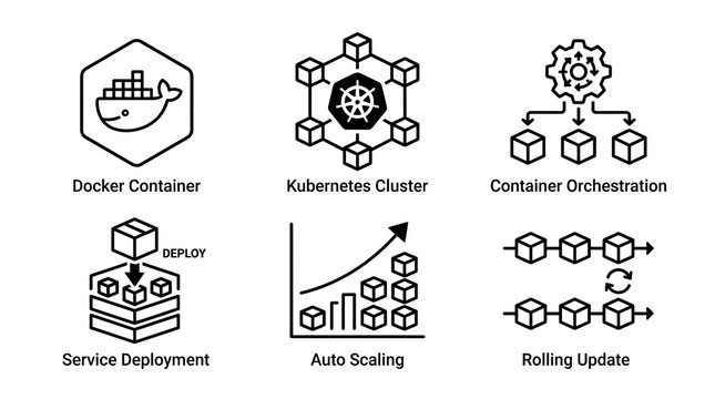 DevOps Container Orchestration and Cloud Infrastructure Icon Set