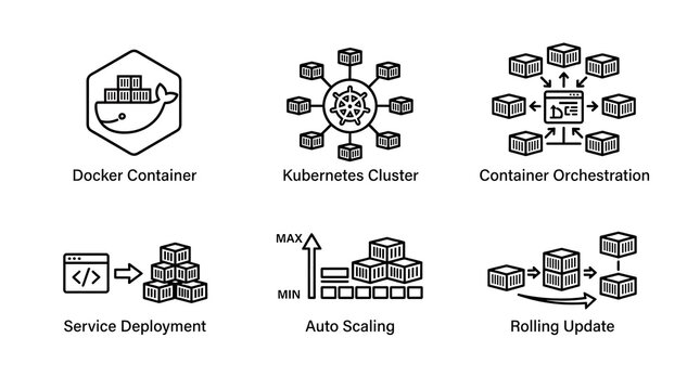 Cloud Infrastructure and Container Orchestration Icon Set