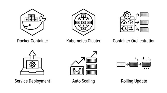 DevOps Cloud Computing and Container Icons Set