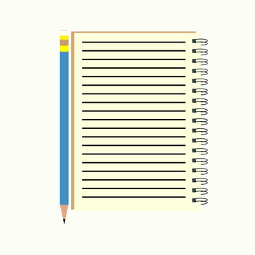 Vector illustration of , pencil and notebook