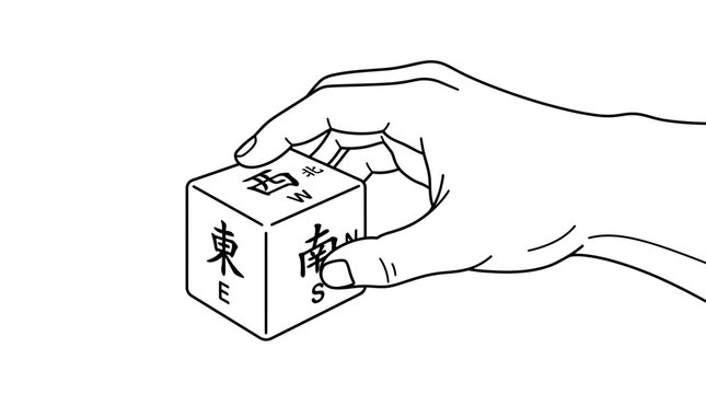 Hand holding mahjong vector wind direction cube marker
