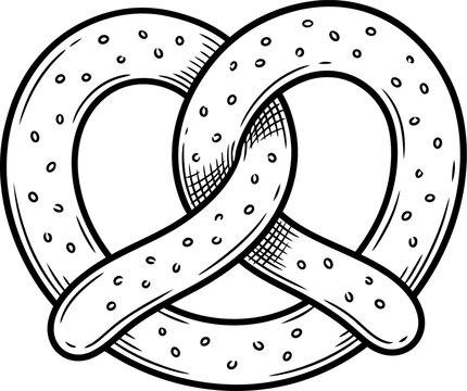 Hand drawn sketch of a pretzel