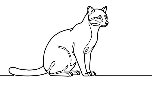 Siamese cat line art illustration white background.