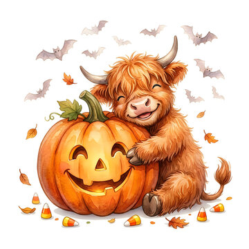 Whimsical halloween mashup of jack-o-lantern and cheerful monster