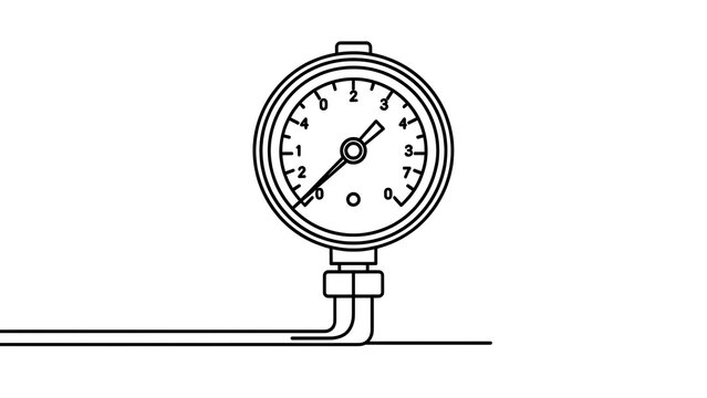 Pressure gauge with pipe fitting white background.