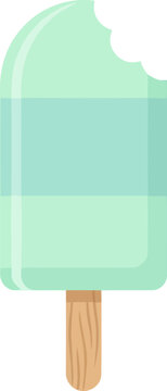 Mint green popsicle with a bite taken out