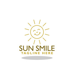 Fototapeta premium Sun smile logo icon with shadow