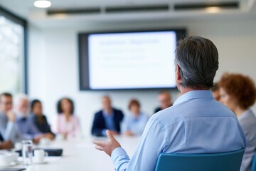 Fototapeta premium Engaging Business Meeting with Participants in a Conference Room