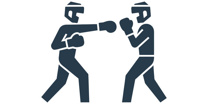 two boxers fighting sparring match sport icon isolated on transparent background