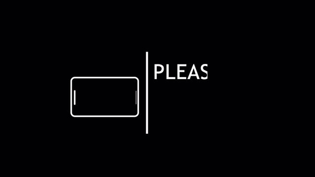 Plase Rotate your phone from vertical to horizontal orientation with icon and text animation on transparent background. 4K Video