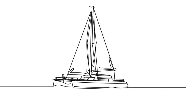 Sailboat line drawing on white background.