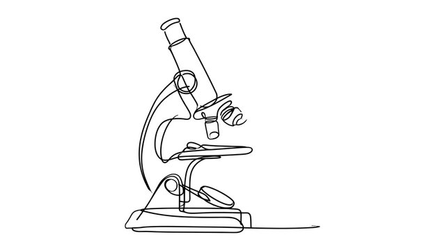 Microscope line art illustration white background.