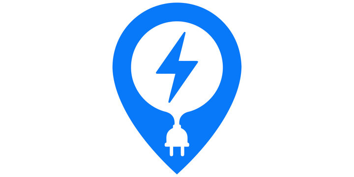 electric vehicle charging station location pin icon isolated on transparent background