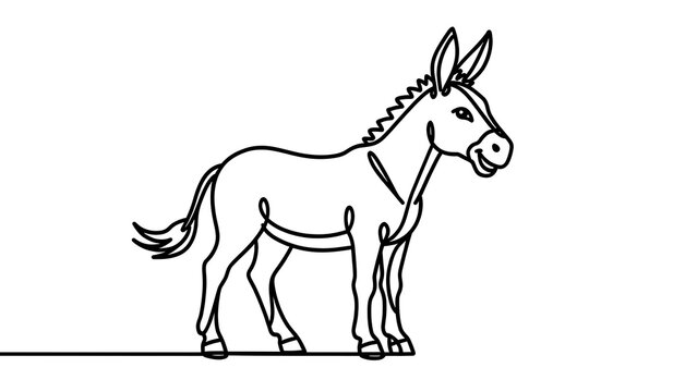 Simple donkey illustration on white background.