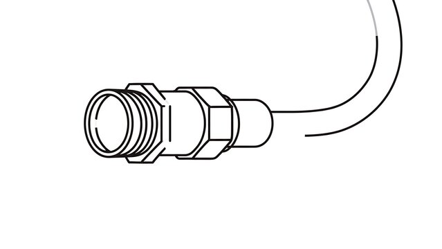 Coaxial cable connector with white background.