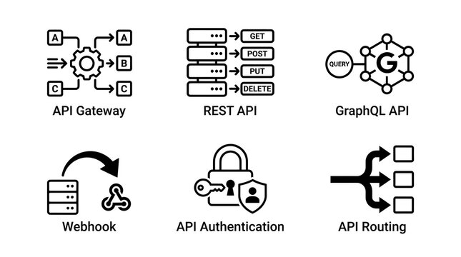 API Architecture and Web Development Icon Set