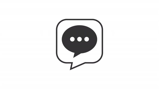 Animation of speech bubble icon with three dots. Concept for messaging, chat, communication. Speech bubble with three dots icon animation