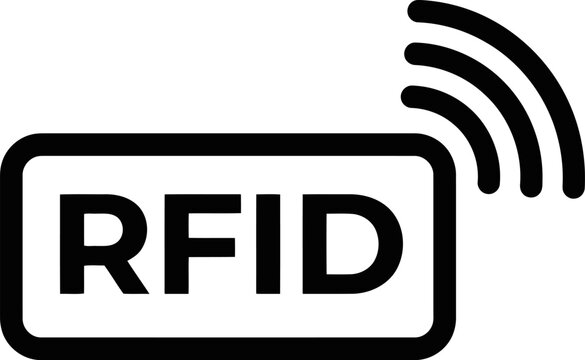 Rfid icon with wireless signal waves, symbol for radio frequency identification technology