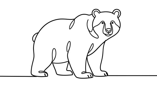 Minimalist bear illustration on white background.
