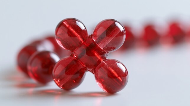 Close-up of red glass bead cross