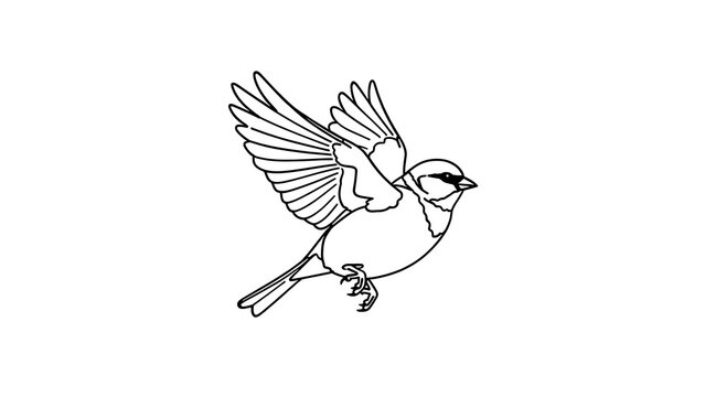 Flying bird illustration on white background.