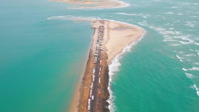 Aerial view of Ram Setu, dhanushkodi