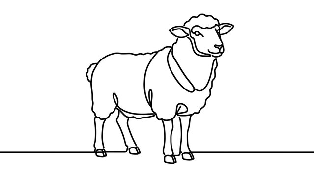 Simple line drawing of a sheep on white background.