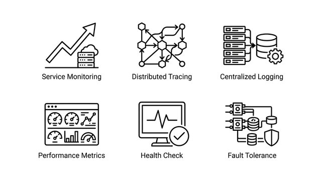 System Monitoring and Microservices Infrastructure Icon Set