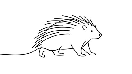 Obraz premium Porcupine line art illustration white background.