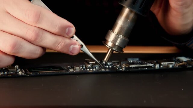 Precision Soldering Circuit Board Close Up