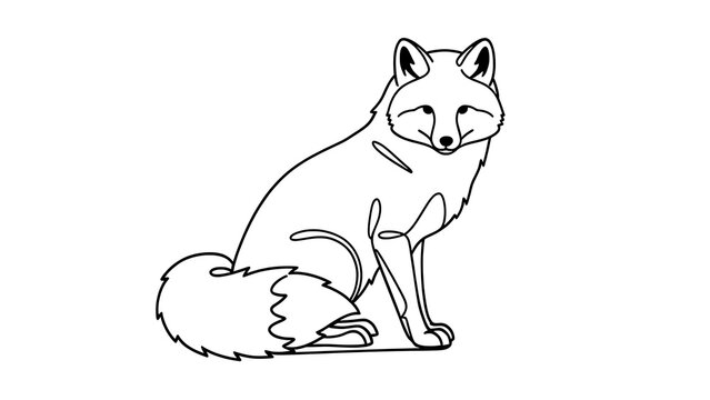 Illustration of a sitting fox on white background.