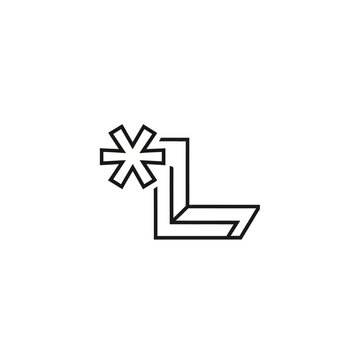 Minimalist line art logo design featuring the letter L combined with an asterisk symbol.
