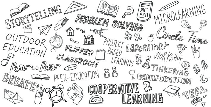 School Modern Education Doodles background. vector illustration
