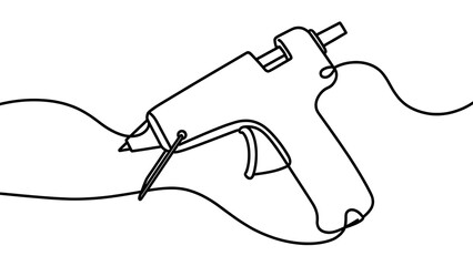 Obraz premium Glue gun with melted adhesive on white background.