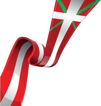 Waving ribbon or banner with flag of Basque Country. vector